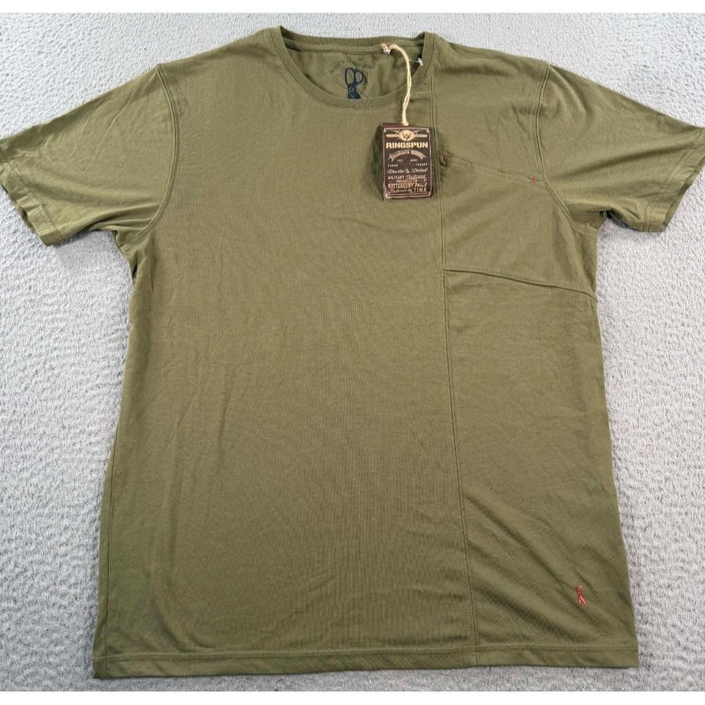 Ringspun Shirt Men's Large Olive Green Grapefruit‎ Short Sleeve Crew Neck NWT